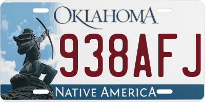 OK license plate 938AFJ