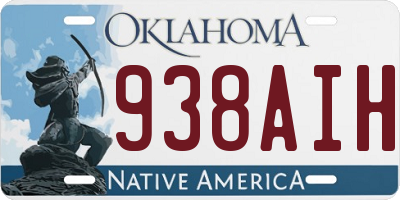 OK license plate 938AIH