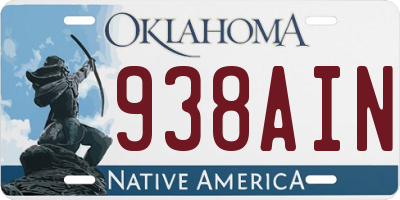 OK license plate 938AIN