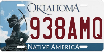 OK license plate 938AMQ