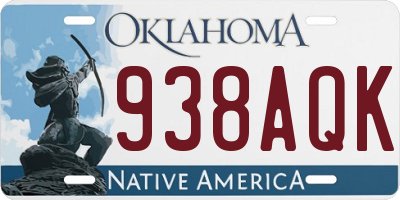 OK license plate 938AQK