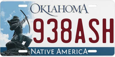 OK license plate 938ASH