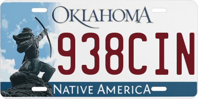 OK license plate 938CIN