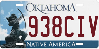 OK license plate 938CIV