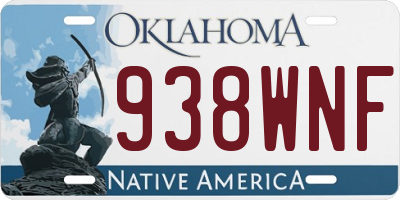 OK license plate 938WNF