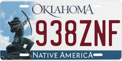 OK license plate 938ZNF