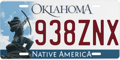 OK license plate 938ZNX