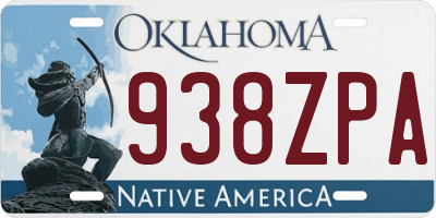 OK license plate 938ZPA