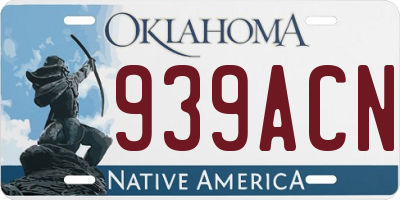 OK license plate 939ACN