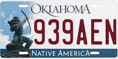 OK license plate 939AEN