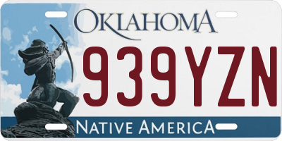 OK license plate 939YZN