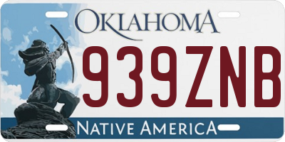 OK license plate 939ZNB