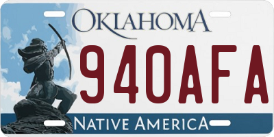 OK license plate 940AFA
