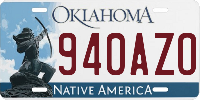 OK license plate 940AZO