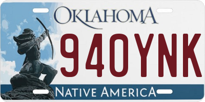 OK license plate 940YNK