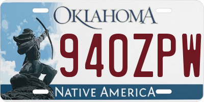 OK license plate 940ZPW