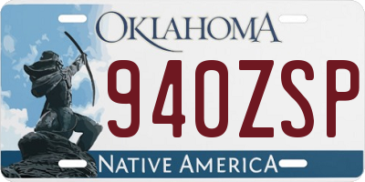 OK license plate 940ZSP