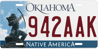 OK license plate 942AAK