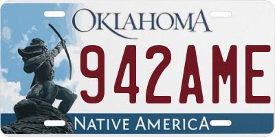 OK license plate 942AME