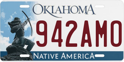 OK license plate 942AMO