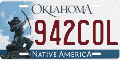 OK license plate 942COL