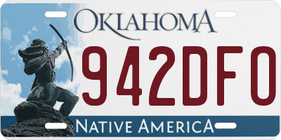 OK license plate 942DFO