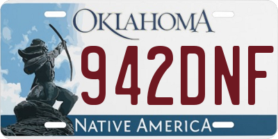 OK license plate 942DNF