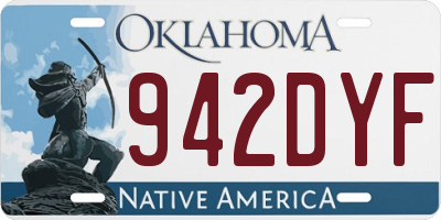 OK license plate 942DYF
