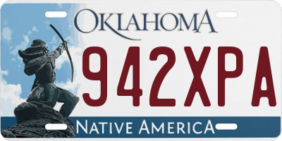 OK license plate 942XPA