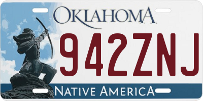 OK license plate 942ZNJ