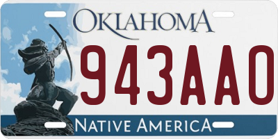 OK license plate 943AAO