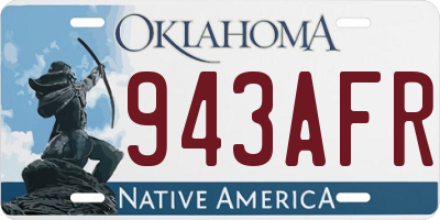 OK license plate 943AFR