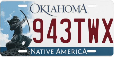 OK license plate 943TWX