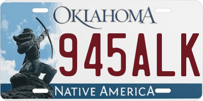 OK license plate 945ALK