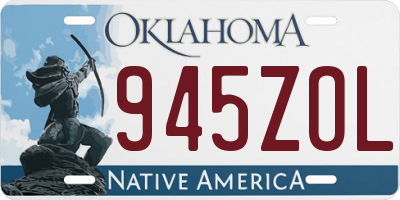OK license plate 945ZOL