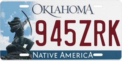 OK license plate 945ZRK