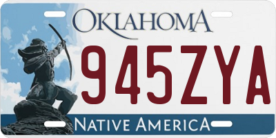 OK license plate 945ZYA