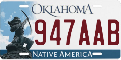 OK license plate 947AAB