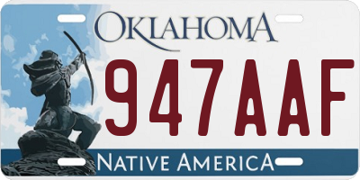 OK license plate 947AAF