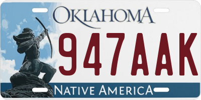 OK license plate 947AAK