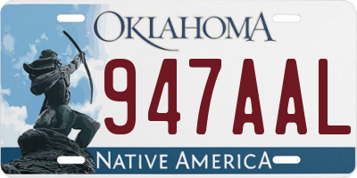 OK license plate 947AAL