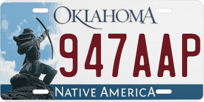 OK license plate 947AAP