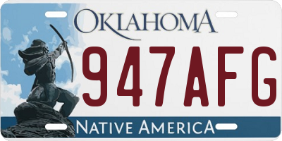 OK license plate 947AFG
