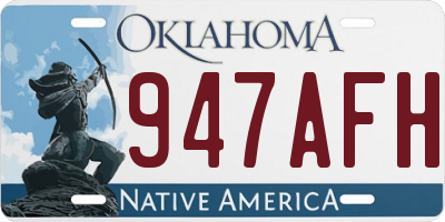 OK license plate 947AFH