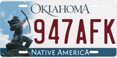 OK license plate 947AFK