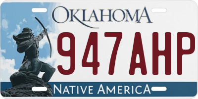 OK license plate 947AHP