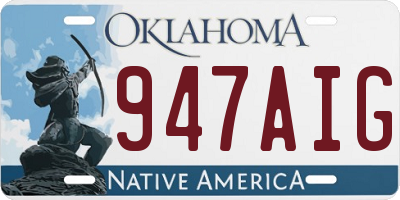 OK license plate 947AIG