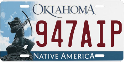 OK license plate 947AIP
