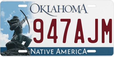 OK license plate 947AJM