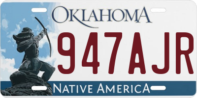 OK license plate 947AJR